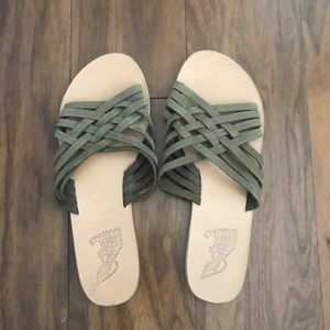 Green braided Ancient Greek Sandals